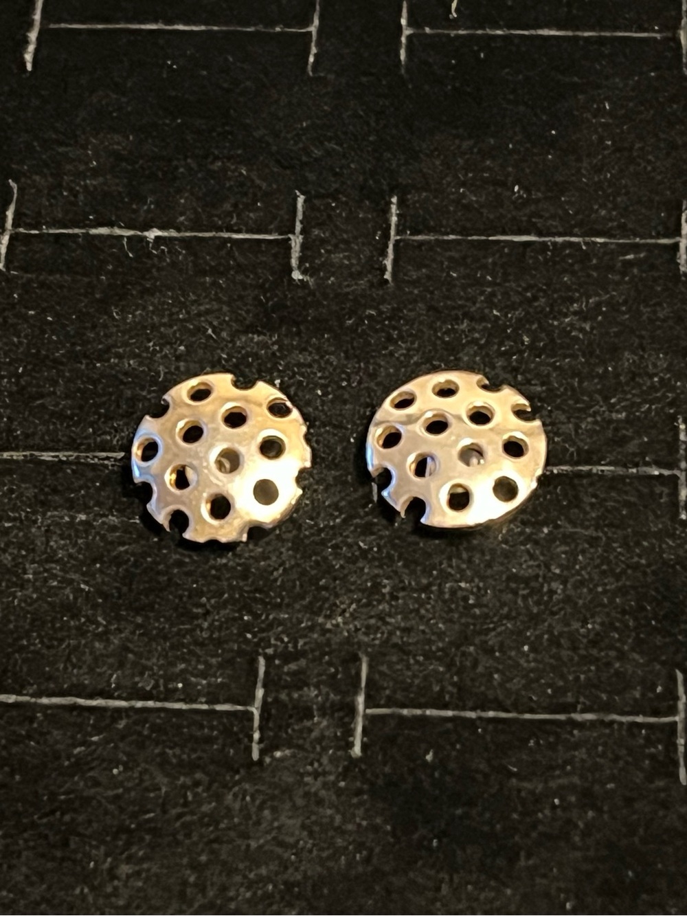 Gold Tone Polka Dot Disc Stud Earrings - Women's Jewelry